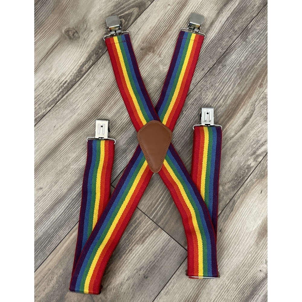 Vintage Popular Mechanics Suspenders Rainbow Striped‎ Pride